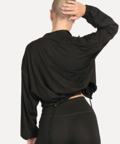 Alternative view of Crop vestje met rits | Zwart | Dames | Viscose