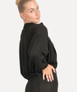 Crop vestje met rits | Zwart | Dames | Viscose