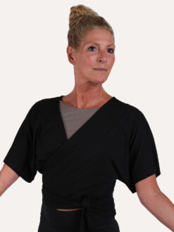 Alternative view of Overslag vest | Kimono-style | Zwart | Viscose
