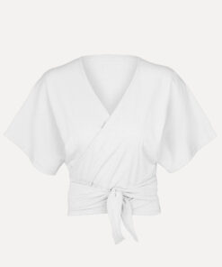 Overslag vest korte mouwen | Kimono-style | Wit | Viscose