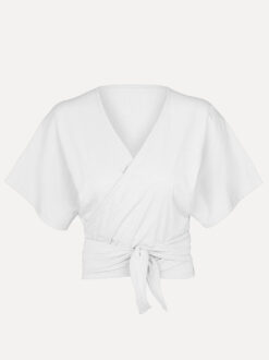 Overslag vest korte mouwen | Kimono-style | Wit | Viscose