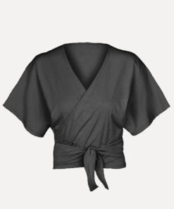 Overslag vest | Kimono-style | Zwart | Viscose