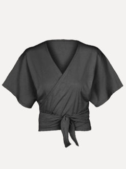 Overslag vest | Kimono-style | Zwart | Viscose
