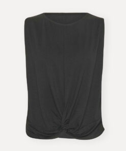 Top met knoop | Dames | Zwart | Viscose