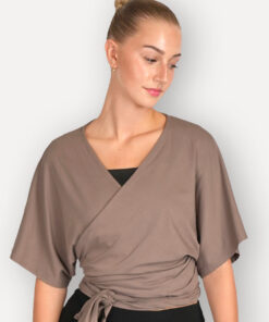 Alternative view of Overslag vest | Kimono-style | Taupe | Korte mouw