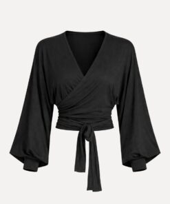 ballet- en yogavestje voor dames in zwart van bamboe voorzijde