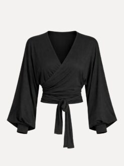 ballet- en yogavestje voor dames in zwart van bamboe voorzijde