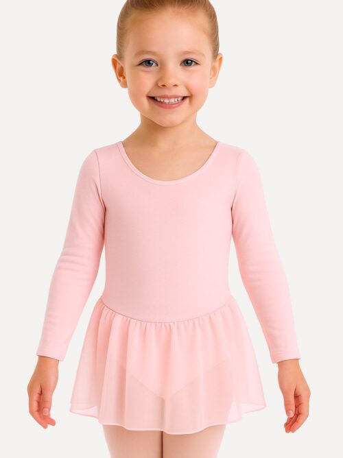 balletpak lange mouw rokje roze elsa voorkant