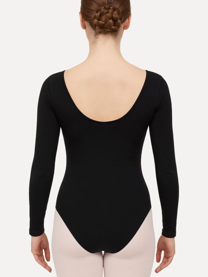 balletpakje lange mouwen zwart carre achterkant