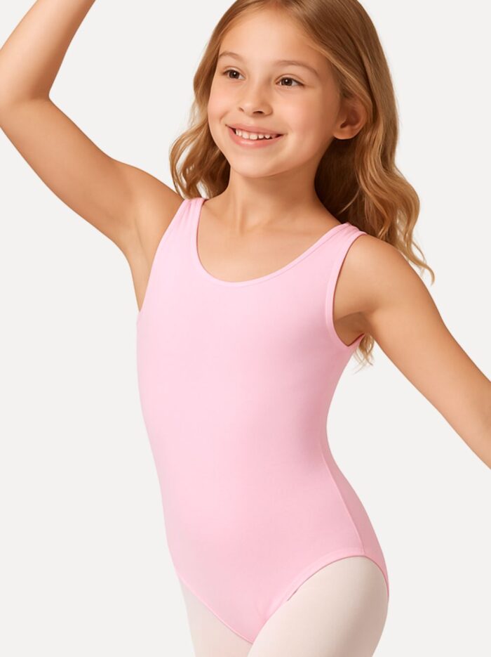balletpakje roze meisje zonder rokje rondo voorkant Dancer Dancewear