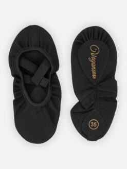 balletschoenen zwart canvas splitzool veganova flatlay