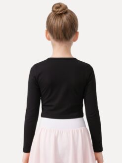 balletvestje in tactel kind met 7_8 mouwen pullover zwart achterkant