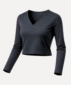 balletvestje in tactel met 7_8 mouwen pullover zwart vooraanzicht