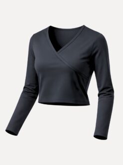 balletvestje in tactel met 7_8 mouwen pullover zwart vooraanzicht