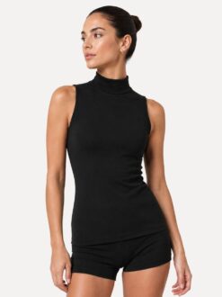 danstop dames zwart roxy op model voorkant