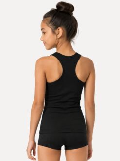 danstopje urban top zwart op model achterkant