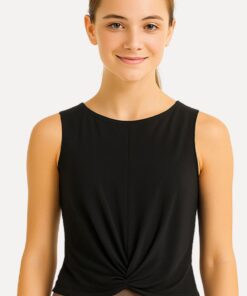 knooptop viscose zwart voorzijde