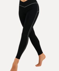 legging v-shape zwart-taupe voorkant