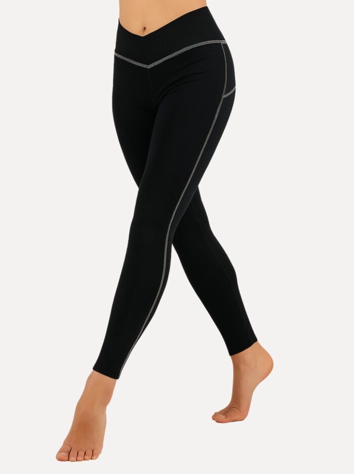 legging v-shape zwart-taupe voorkant