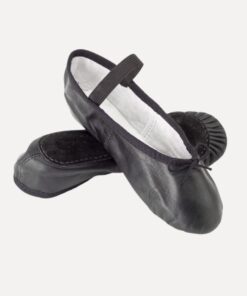 balletschoenen leer zwart hele zool