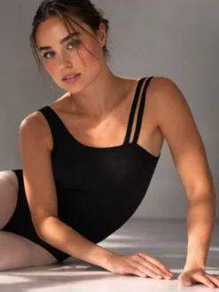 Silhouette balletpak zwart dames asymmetrische rugzijde