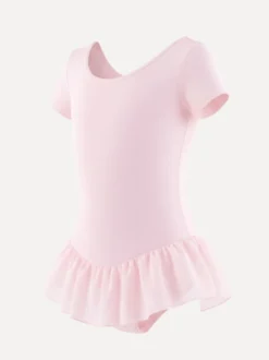 star balletpakje met korte mouw voor kinderen in roze zijaanzicht