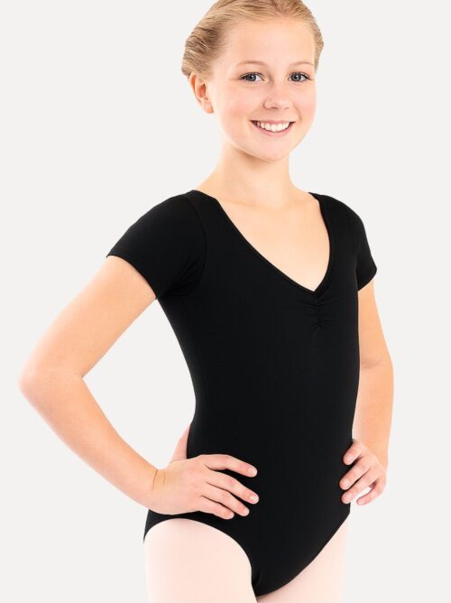 zwart balletpakje korte mouw kind zwart etude voorkant